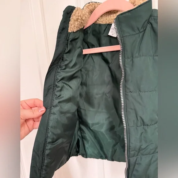 Carter's Toddler Forest Green Puffer Vest with Sherpa Lining - Picture 4 of 5